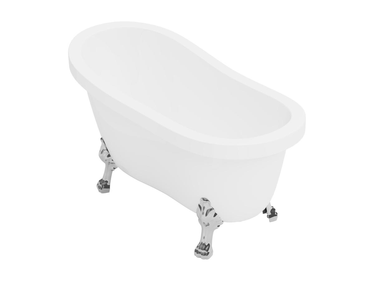 Freistehende Badewanne mit silberfarbenen Löwenfüßen - 171 L - 145 x 74 x 7 günstig online kaufen