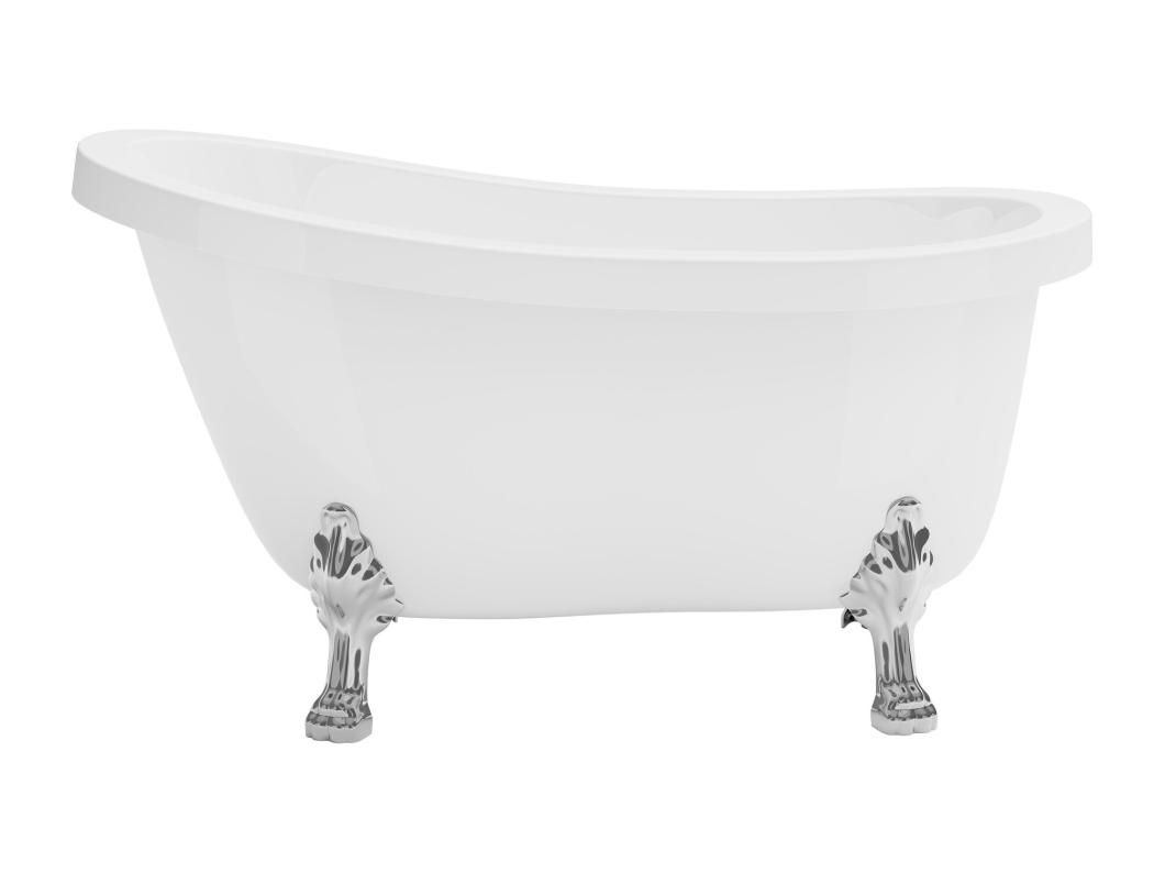 Vasca da bagno freestanding con piedi argento zampa di leone 200l 145x74x77cm Bianco Rétro - NISOS II