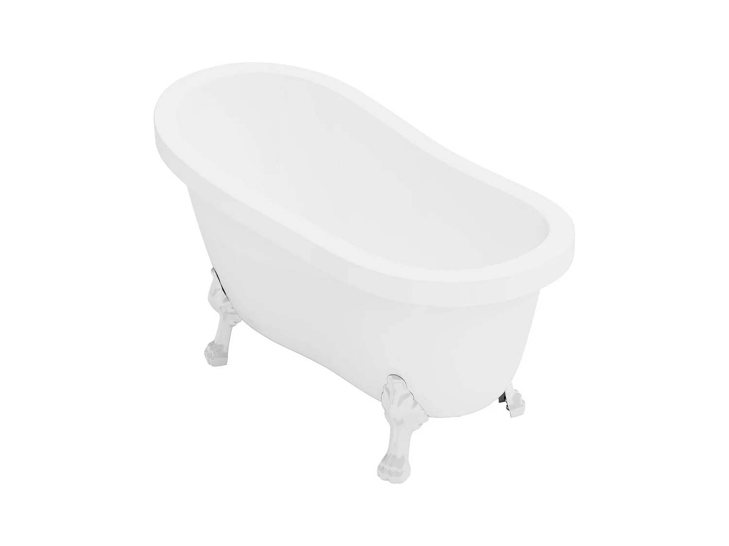 Baignoire îlot rétro avec pieds de lion blancs - 200 L - 145 x 74 x 77 cm - Blanche - NISOS II
