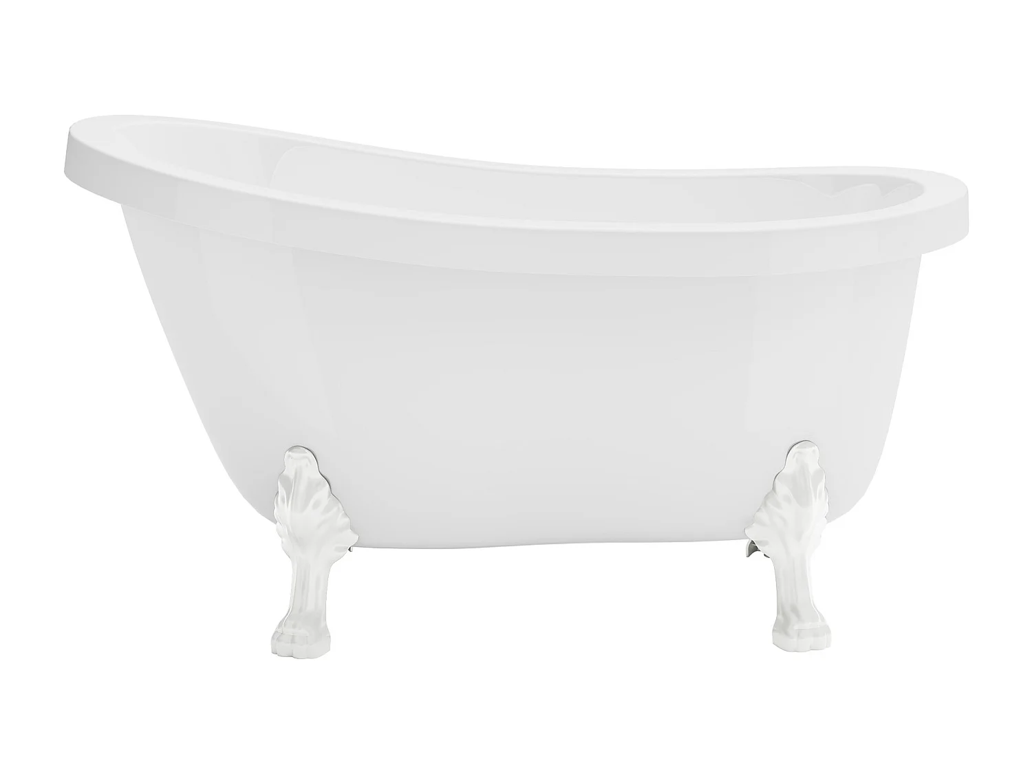 Vasca da bagno freestanding con piedi bianchi zampa di leone 200L 145x74x77cm Bianco Rétro - NISOS II