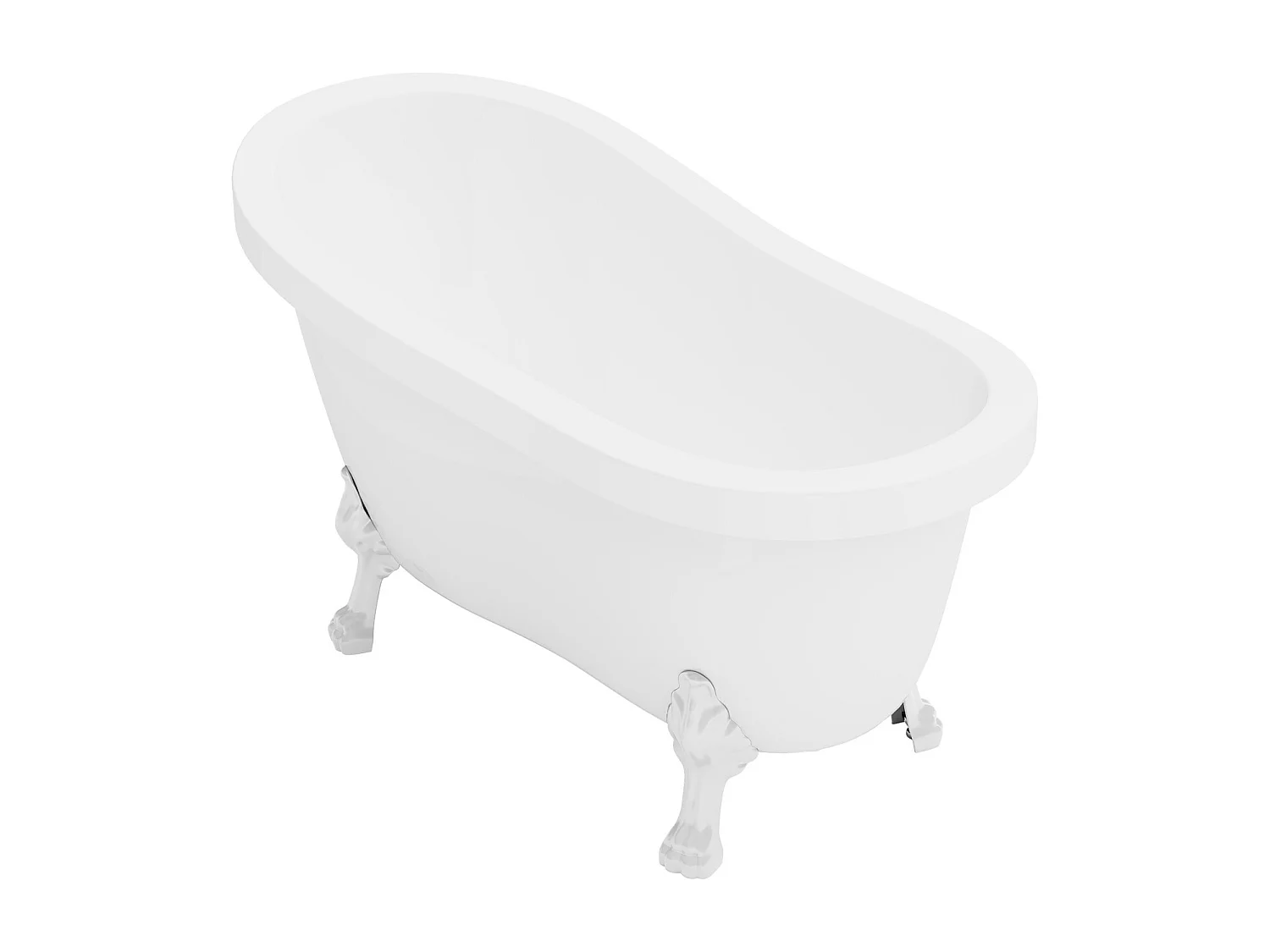 Vasca da bagno freestanding con piedi bianchi zampa di leone 200L 145x74x77cm Bianco Rétro - NISOS II