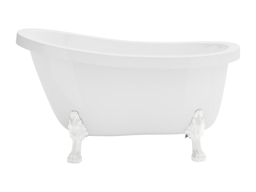 Vasca da bagno freestanding con piedi bianchi zampa di leone 200l 145x74x77cm Bianco Rétro - NISOS II