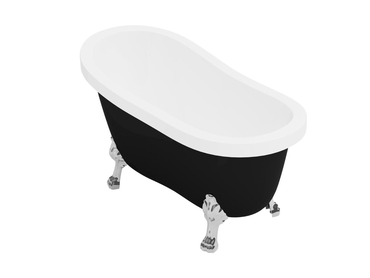 Freistehende Badewanne mit silberfarbenen Löwenfüßen - 200 L - 145 x 74 x 7 günstig online kaufen