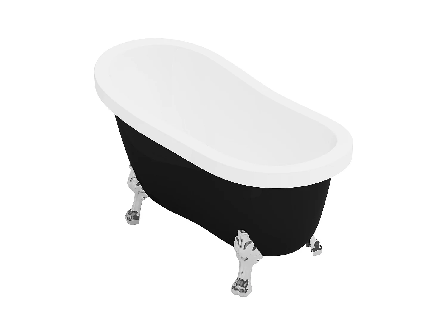 Baignoire îlot rétro avec pieds de lion argentés - 200 L - 145 x 74 x 77 cm - Noir mat - NISOS II