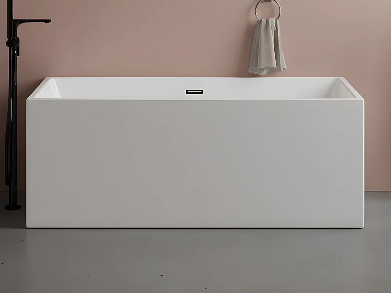 Baignoire semi-îlot rectangulaire - 315 L - 170 x  80 x 58 cm  - Blanche - Acrylique -  PIKAIA