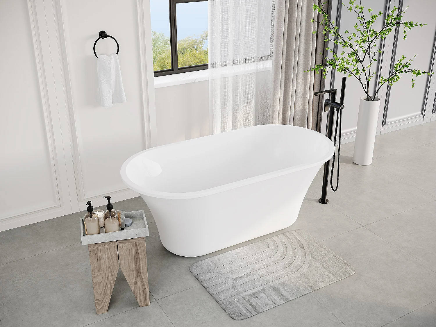 Baignoire îlot design - 193 L - 150 x 75 x 58 cm - Blanche - NOEMIE II
