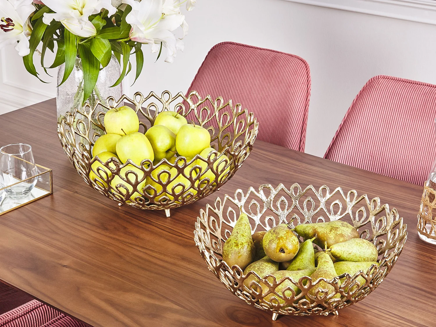 Lot de 2 bols décoratifs GROGOL Métal Doré