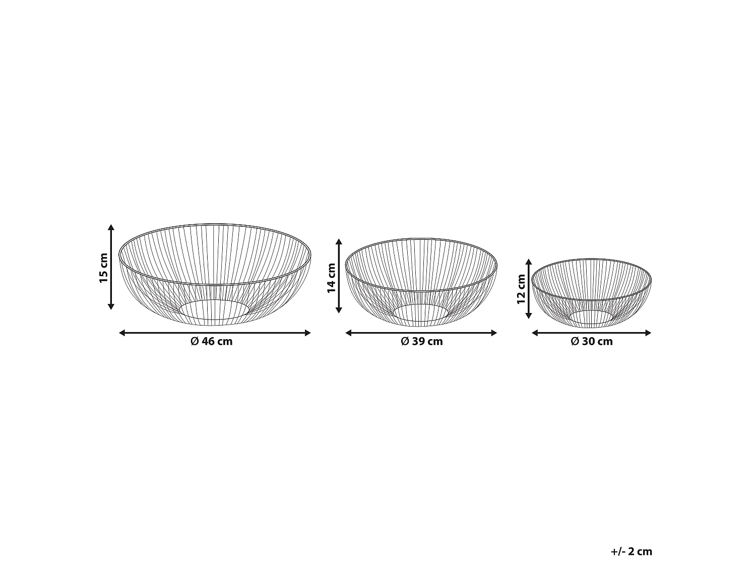 Lot de 3 bols décoratifs GARUT Métal Doré