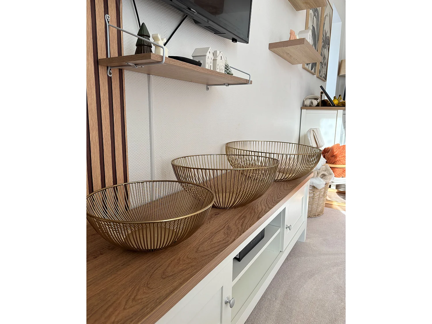 Lot de 3 bols décoratifs GARUT Métal Doré