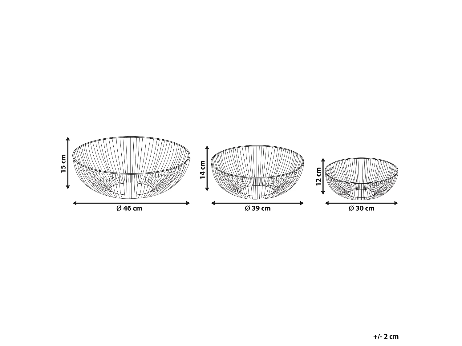 Lot de 3 bols décoratifs GARUT Métal Doré