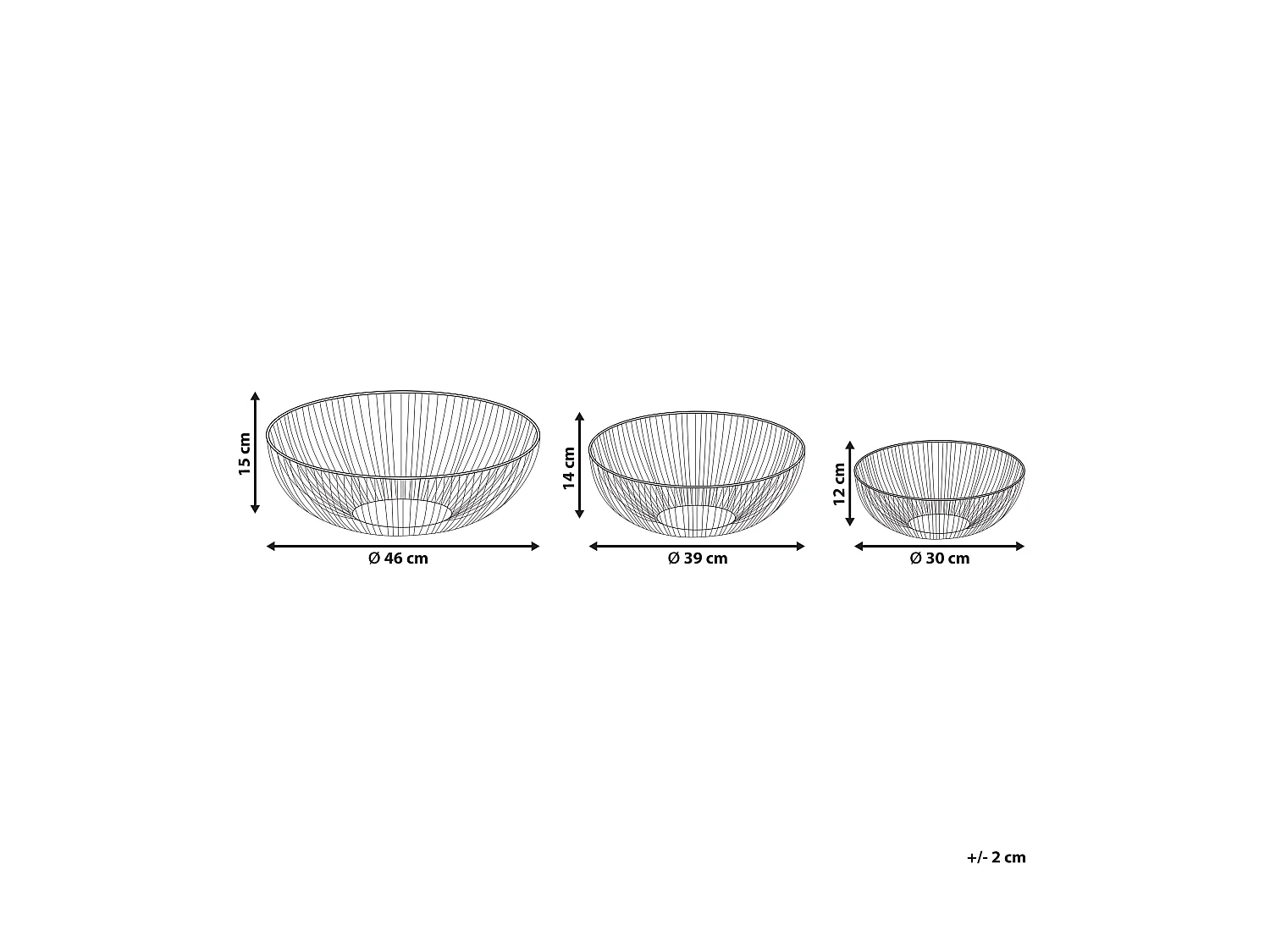 Conjunto de 3 cuencos decorativos GARUT Metal Dorado