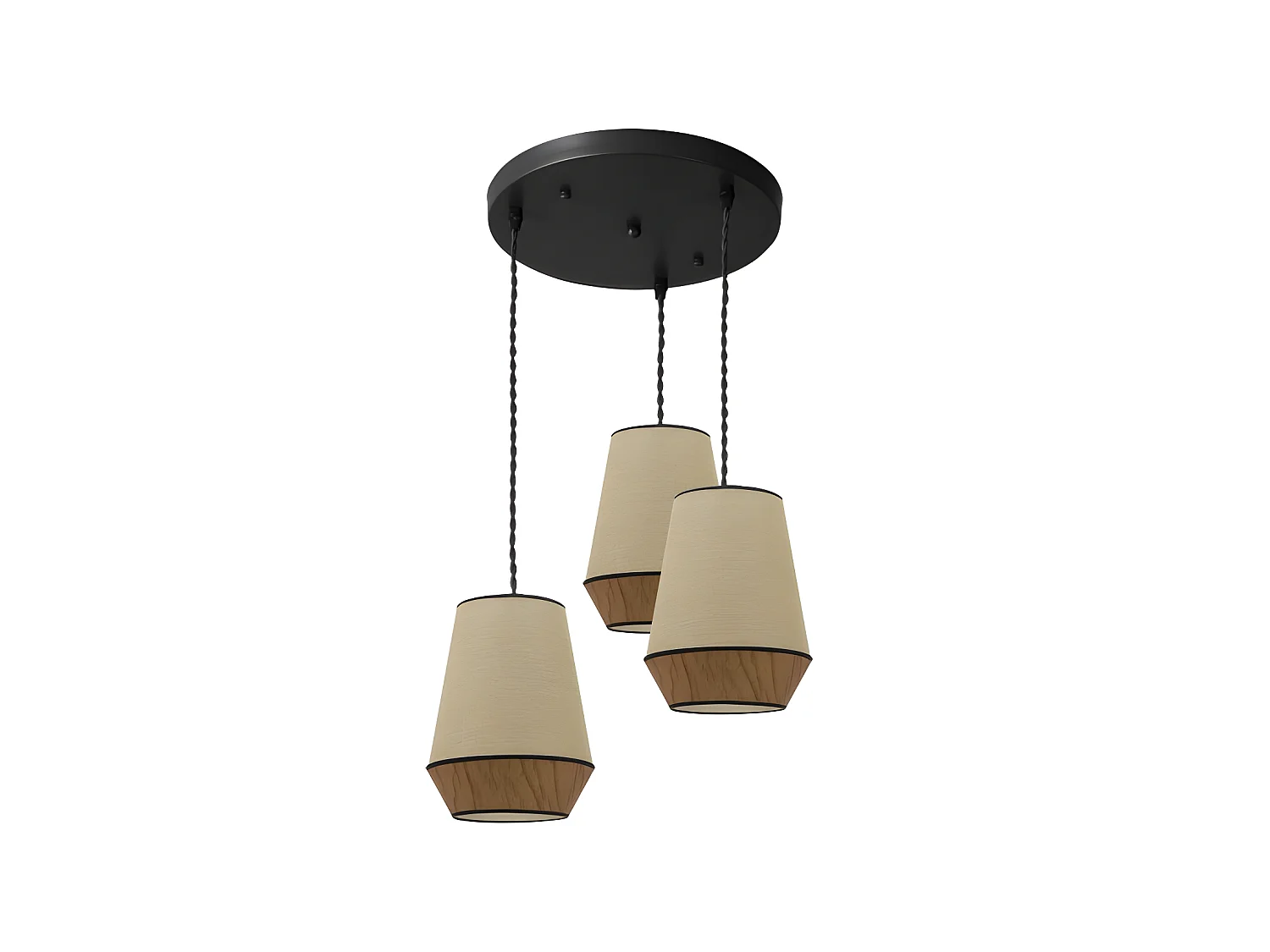 Lampada da soffitto modello CAMPANA 3 luci Sacco / marrone FABRILAMP orientabile