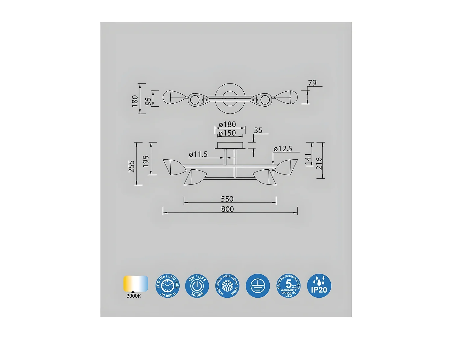 Plafondnier blanc modèle CAPPUCCINA led 30 w MANTRA