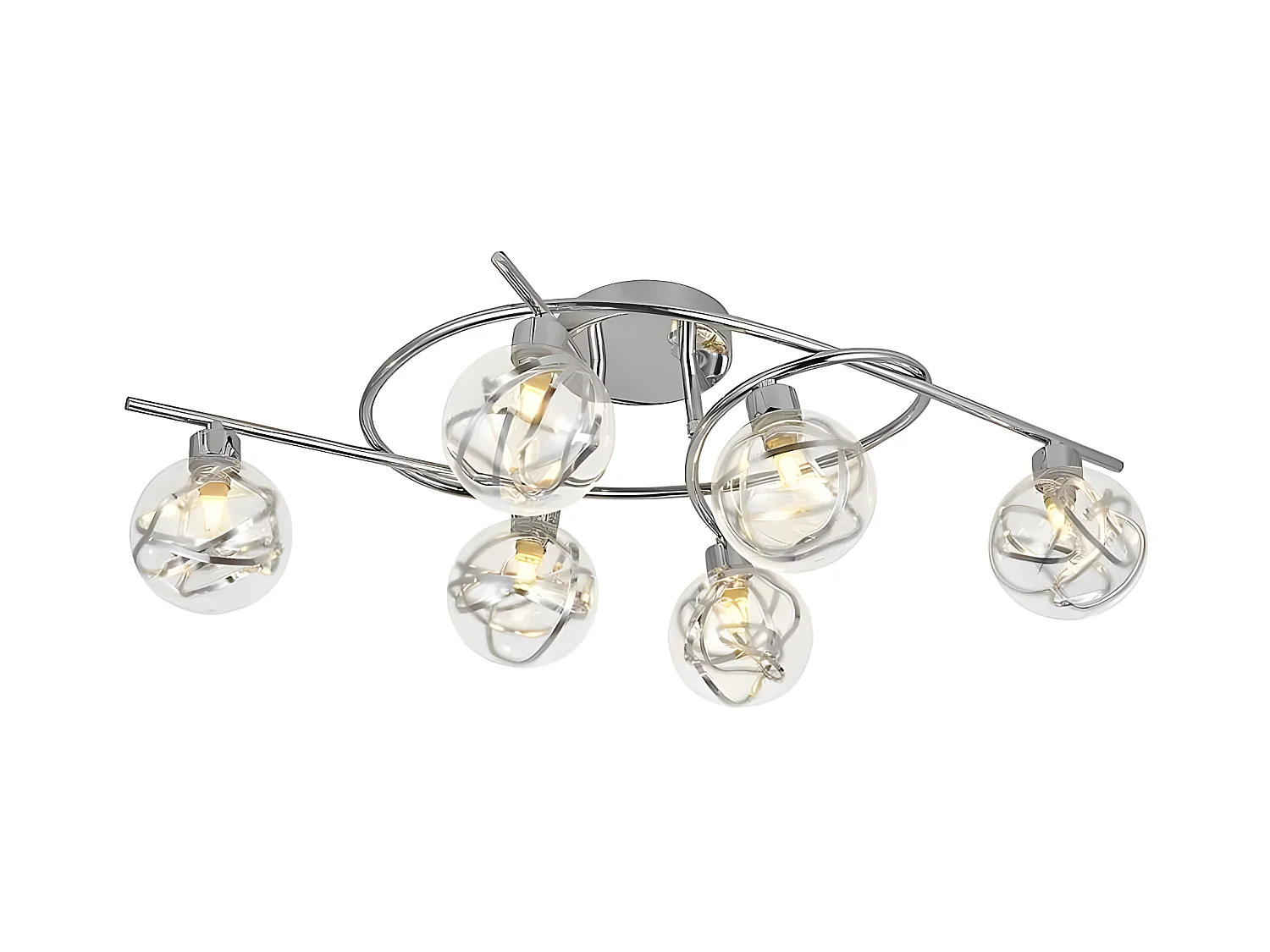 Plafondnier de 6 feux modèle VARANASI chrome FABRILAMP