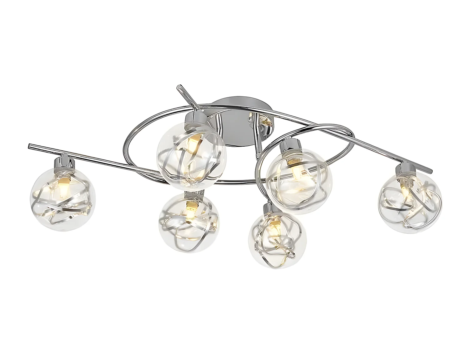 Plafondnier de 6 feux modèle VARANASI chrome FABRILAMP