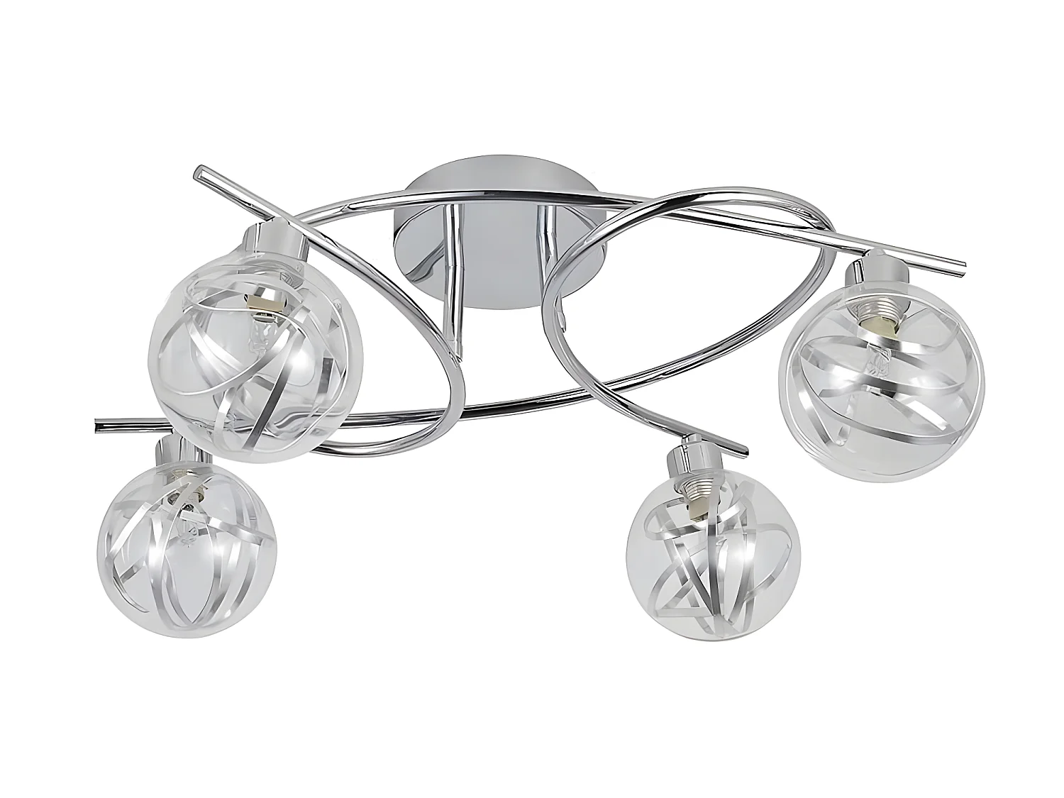 VARANASI plafonnier chromé avec 4 FABRILAMP lumières