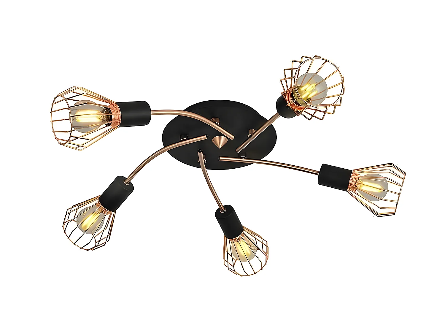 Plafondd 5 luminaires ST. PETERSBURG cuivre FABRILAMP