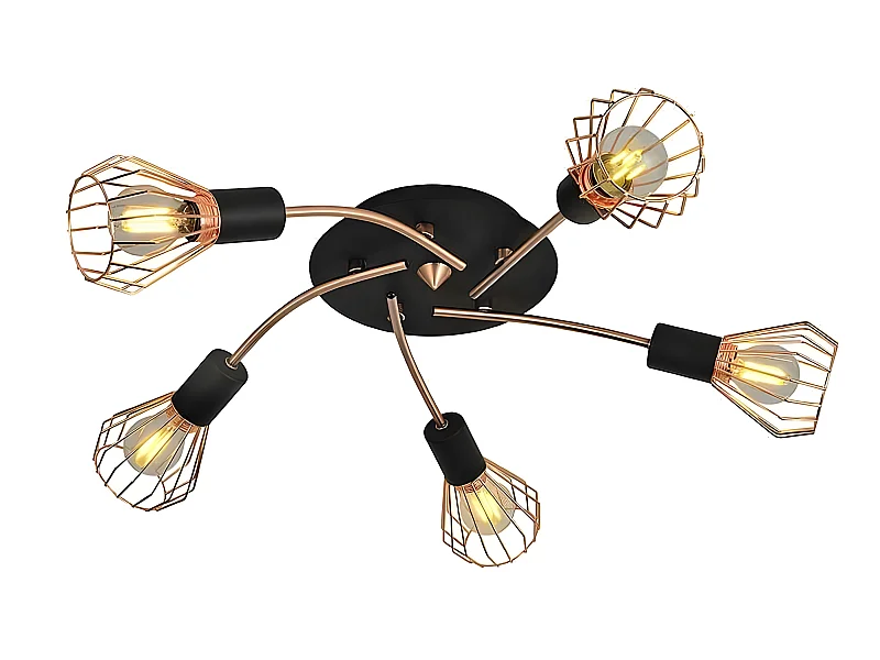 Plafondd 5 luminaires ST. PETERSBURG cuivre FABRILAMP