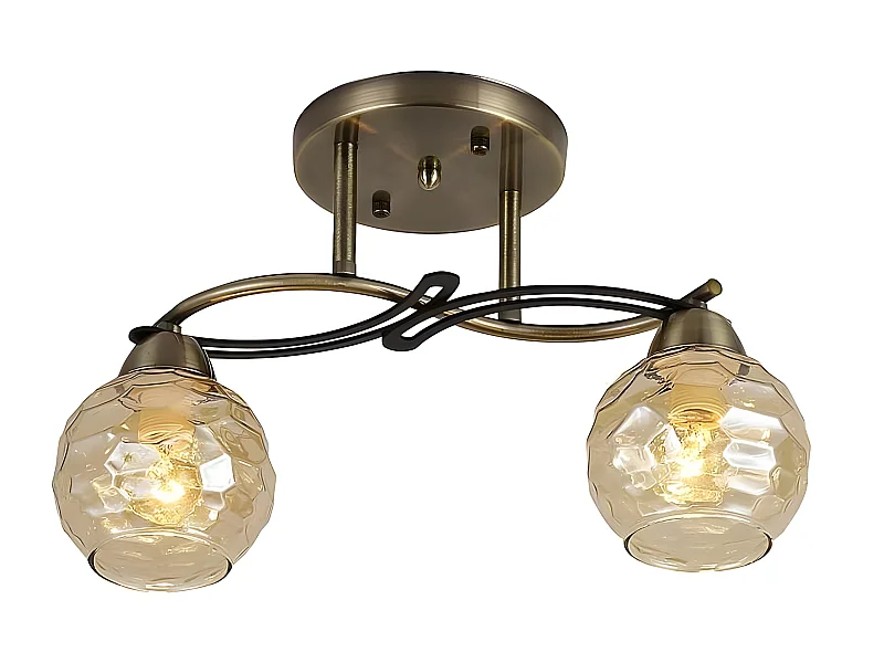 Soffitto di due tulipani in vetro modello ETNA FABRILAMP in pelle