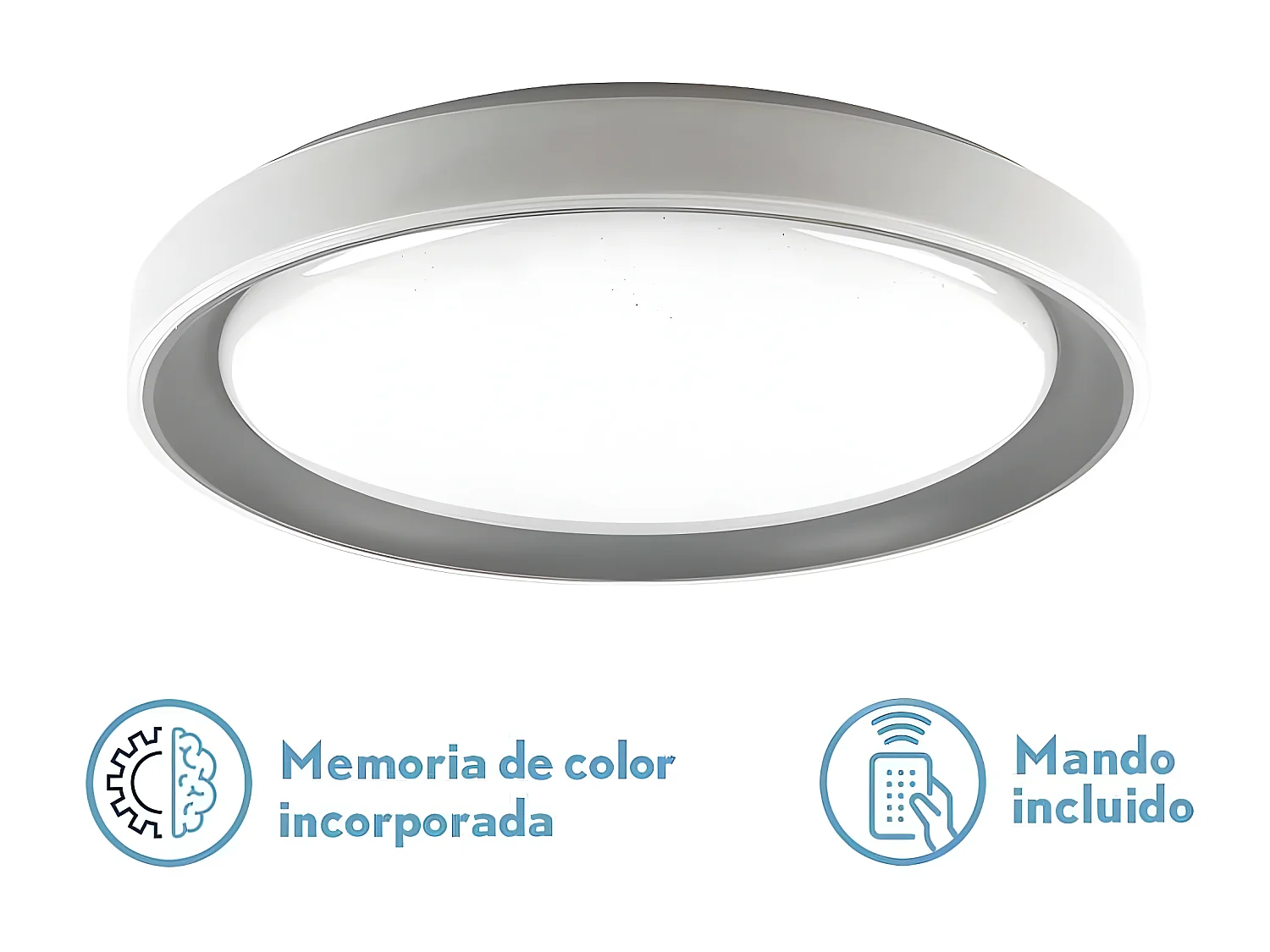 Plafond Luanda 72w 3000-4000-6000k Gris Rouge.7x49,5d 7200lm Reg.intens. C.remote C/mémoire