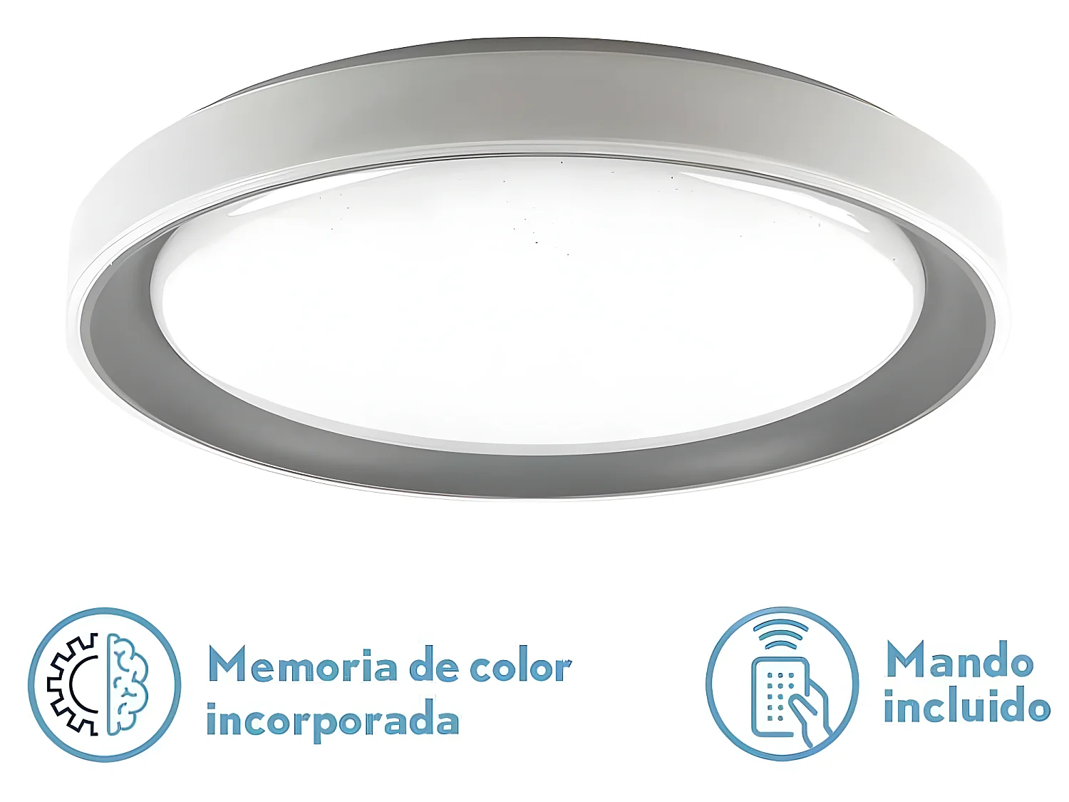 Plafon Luanda 72w 3000-4000-6000k Gris Red.7x49,5d 7200lm Reg.intens. C.remoto C/memoria