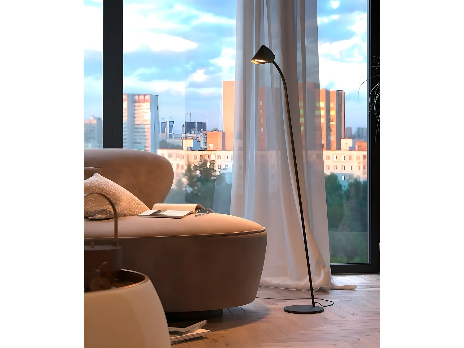 Semi-plafond led 44,5 w modèle CAPPUCCINA 6 L blanc MANTRA