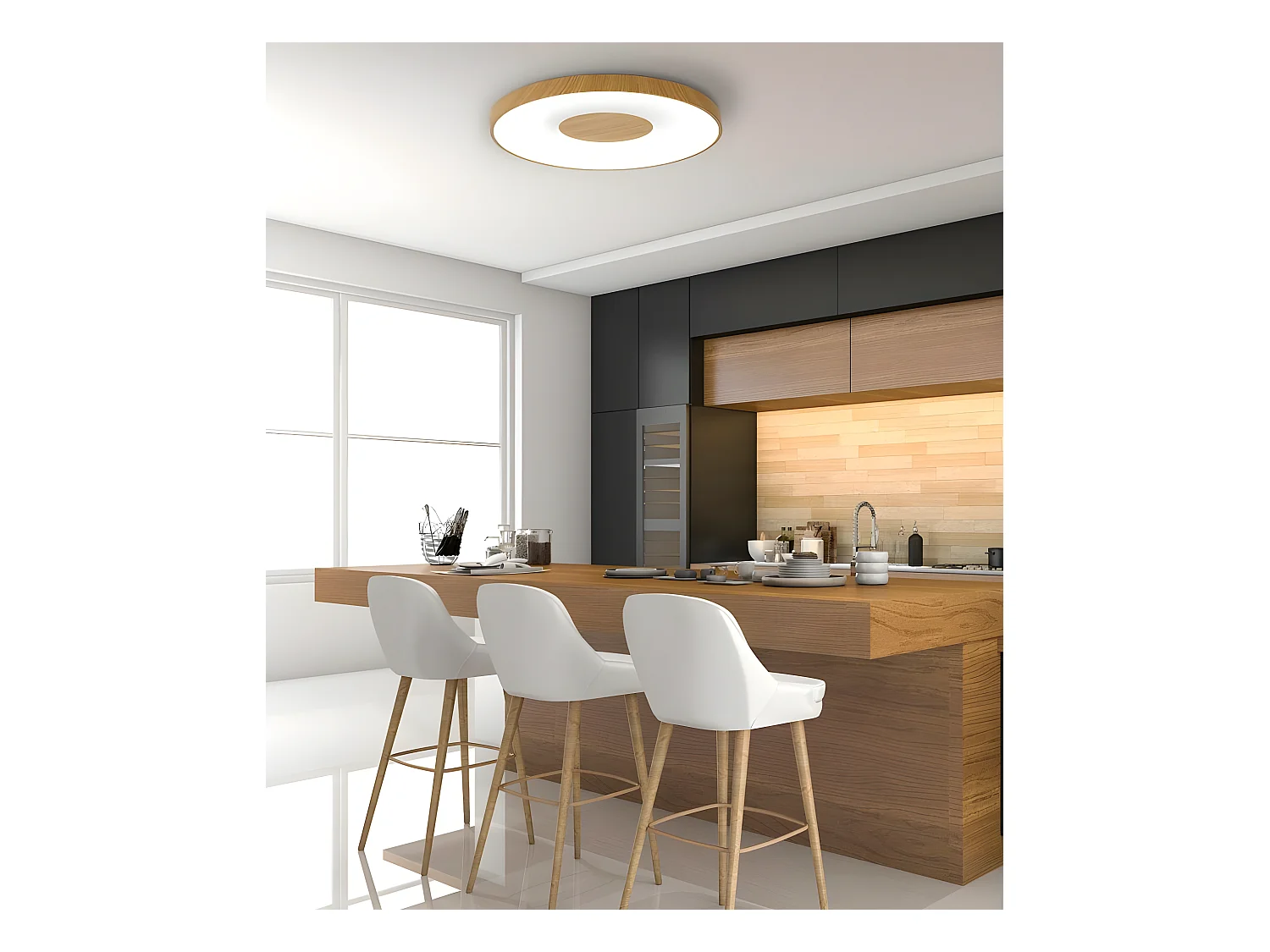 Plafondd LED 56w COIN blanc télécommande intégrée MANTRA