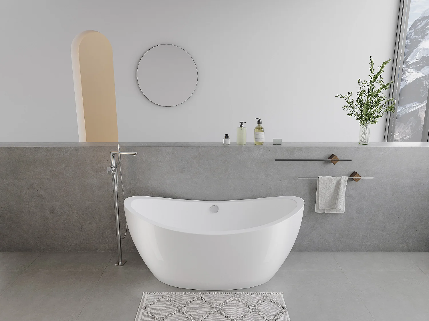 Baignoire îlot design blanche  - 225L - 170 x 83 x 77cm - ALDA
