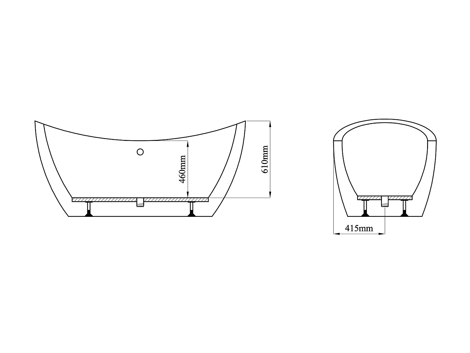 Baignoire îlot design blanche  - 225L - 170 x 83 x 77cm - ALDA