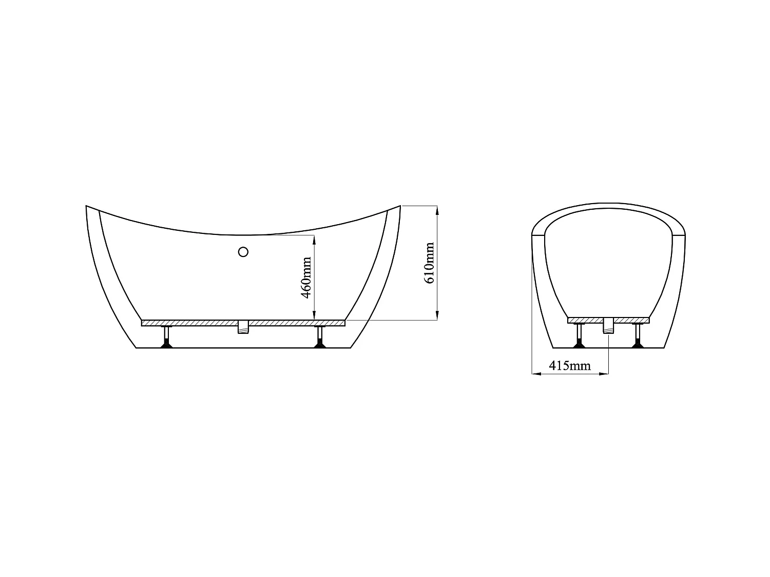 Baignoire îlot design blanche  - 225L - 170 x 83 x 77cm - ALDA
