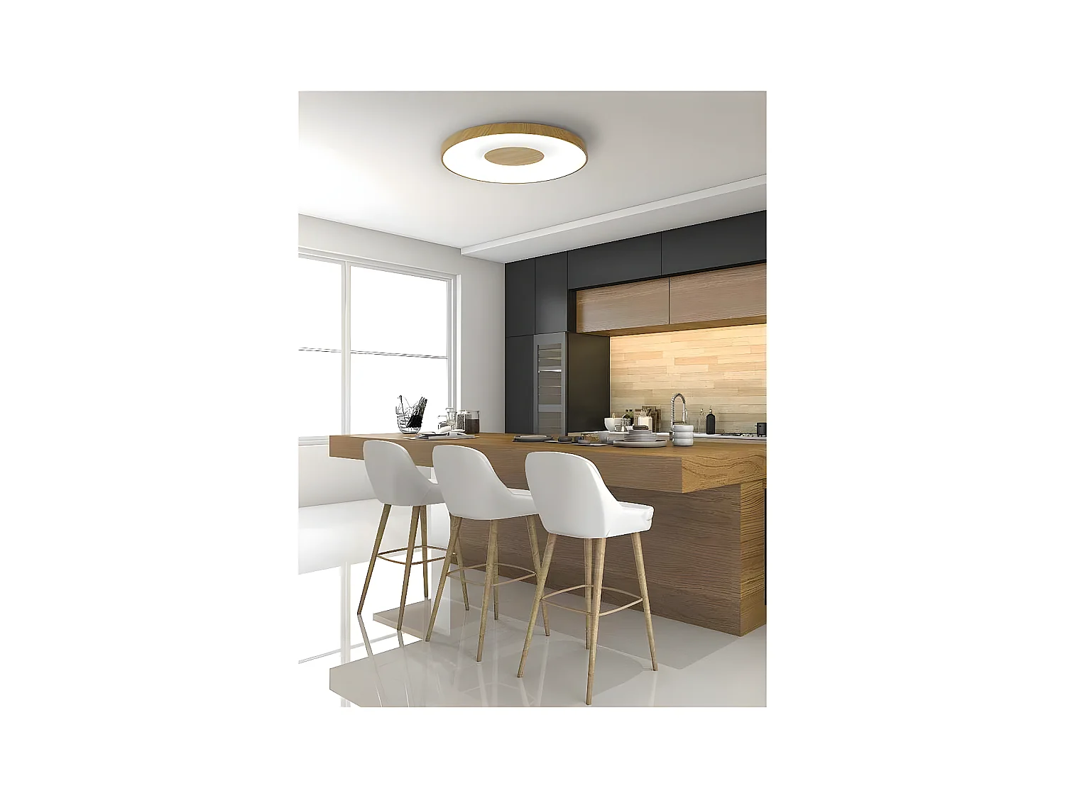 Plafondnier modèle COIN led 80w télécommande MANTRA