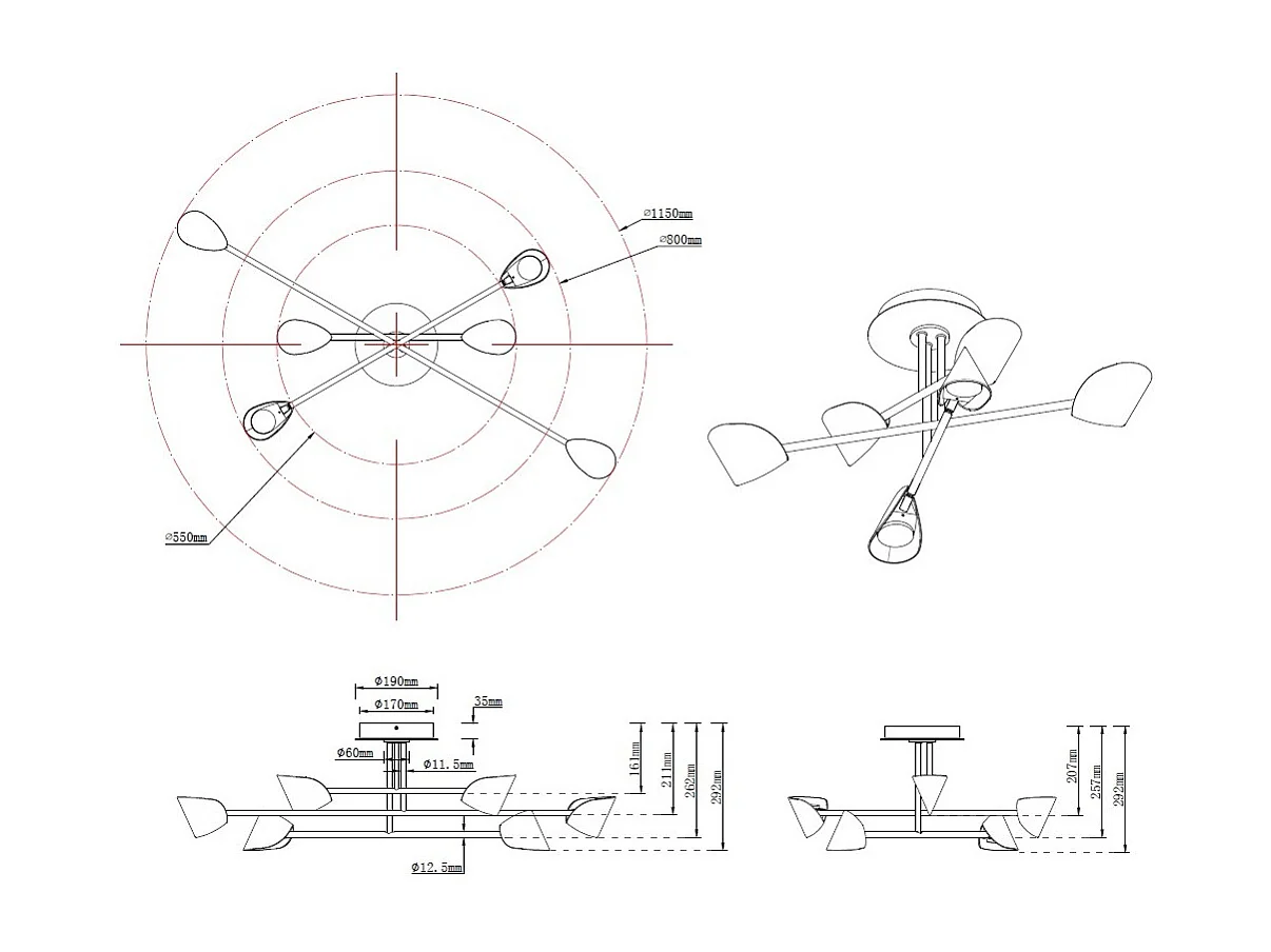 Semi-plafond CAPUCCINA led noir 44.5w MANTRA
