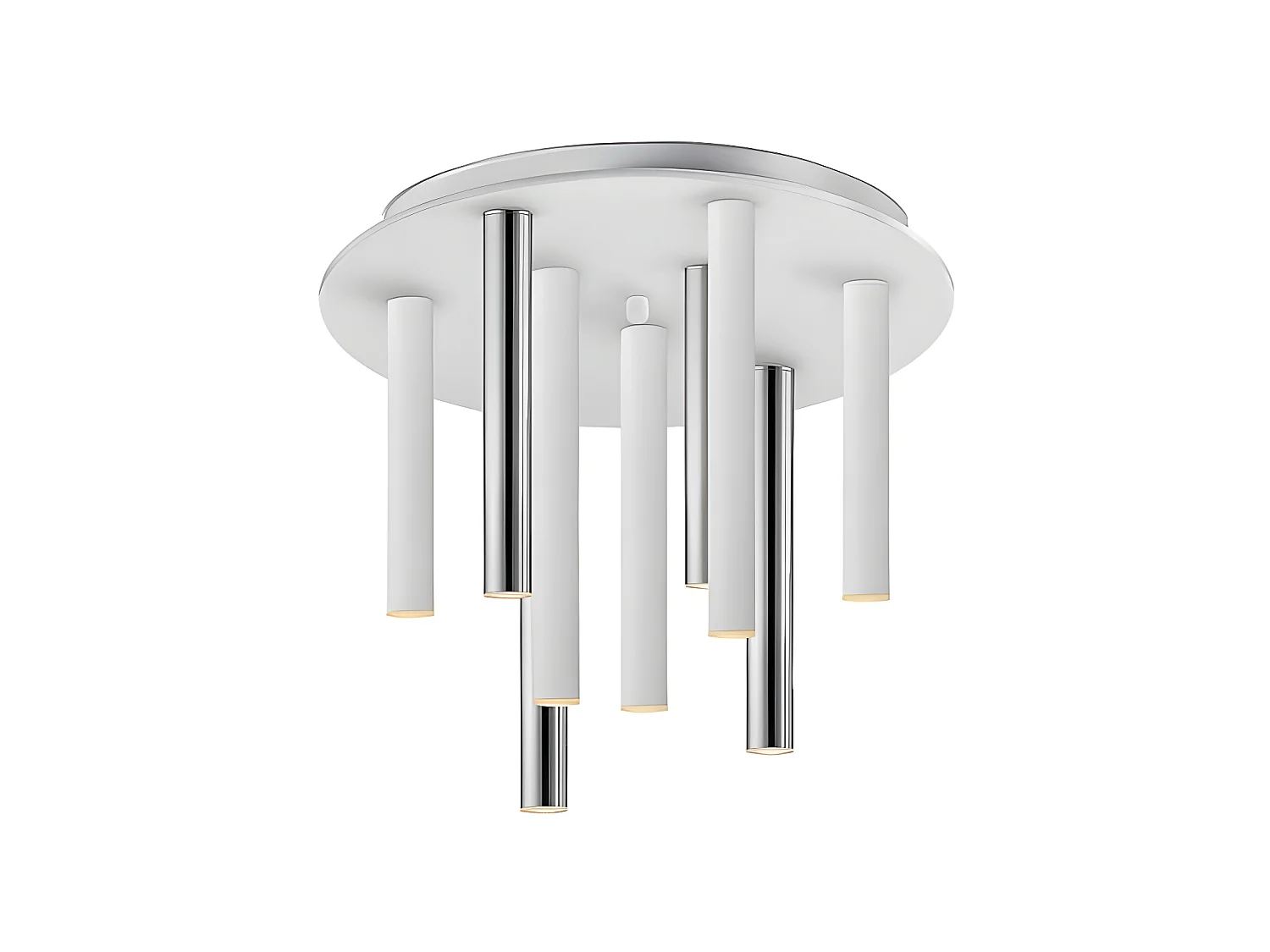 Plafon Blanco-cromo Led Dimable Modelo Varas 9 Luces