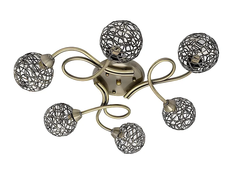 Plafondnier 6 luminaires modèle LYON cuir FABRILAMP