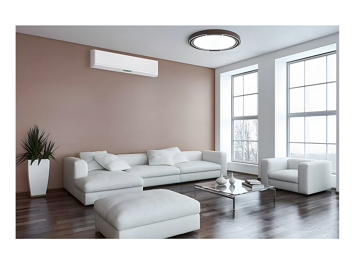 Plafondnier marron ASHER led 72w dimmable FABRILAMP