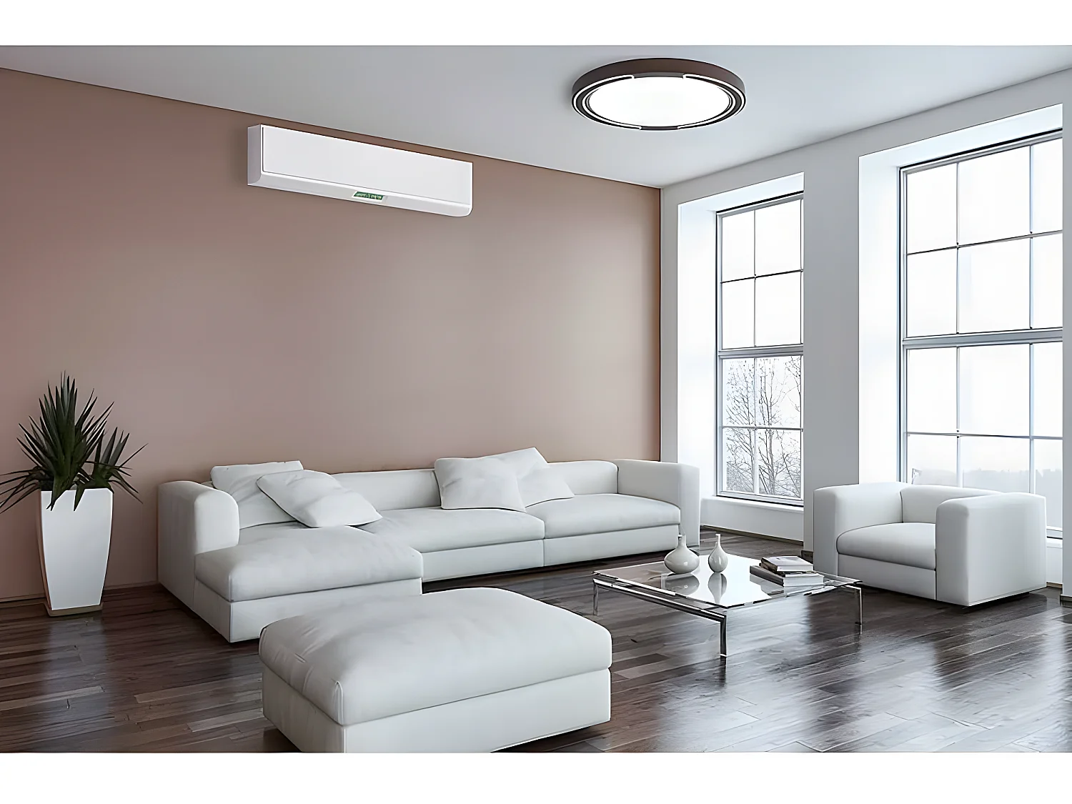 Plafondnier marron ASHER led 72w dimmable FABRILAMP