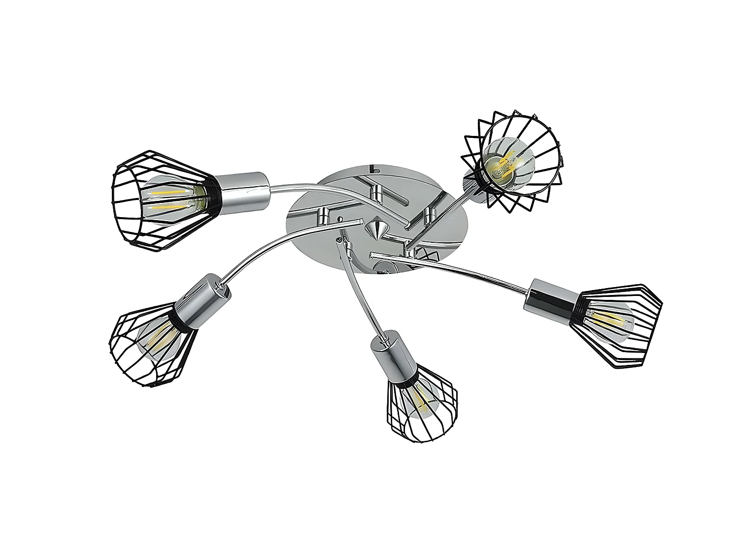 Plafondd chromé ST. PETERSBURG avec 5 projecteurs FABRILAMP