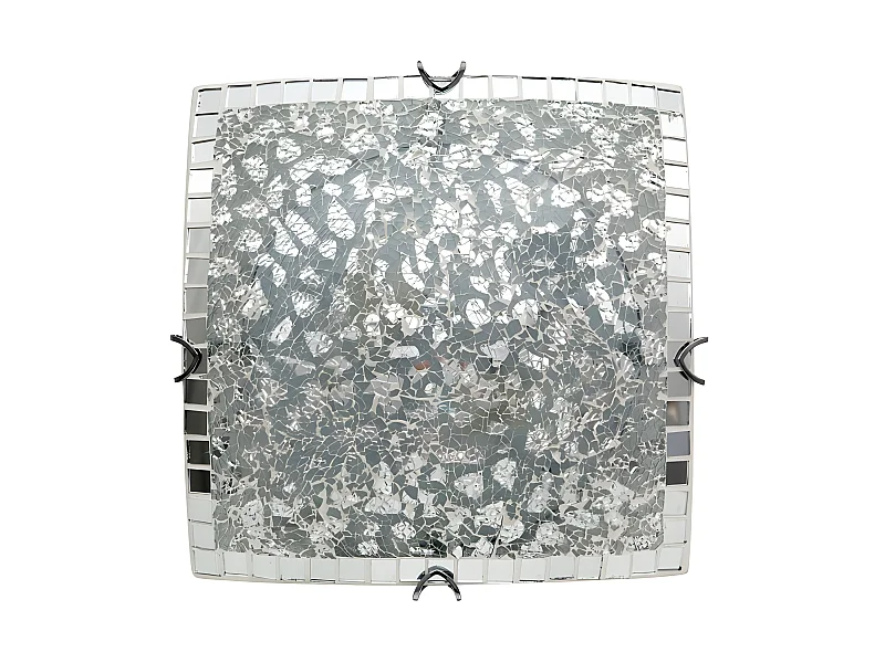 Lampara Plafon En Cromo Cuadrado Modelo Tenor Mosaico