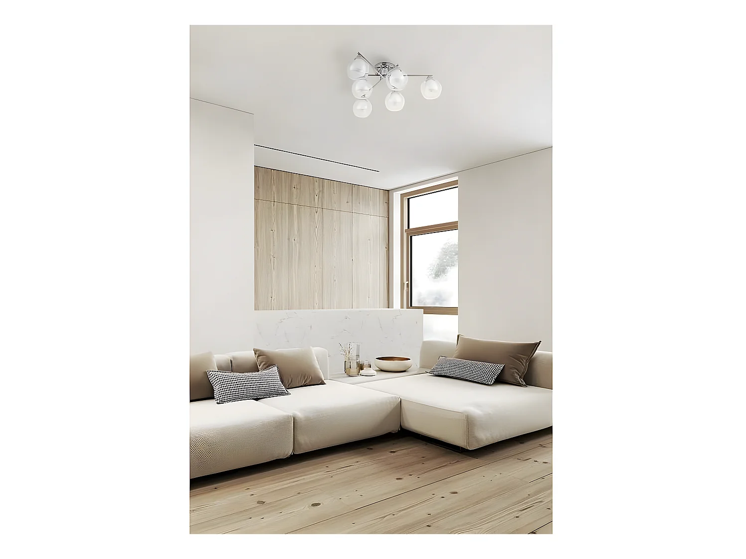 LAMPE PLAFON MAKALU chrome avec 6 lumières FABRILAMP