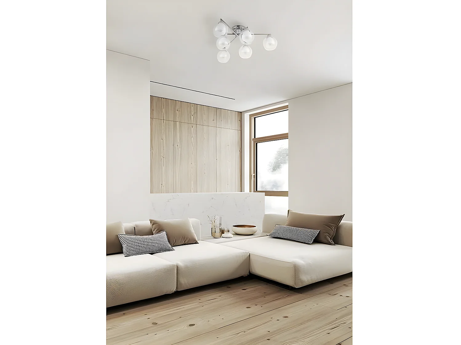 Lampara Plafon Makalu Cromo Con 6 Luces