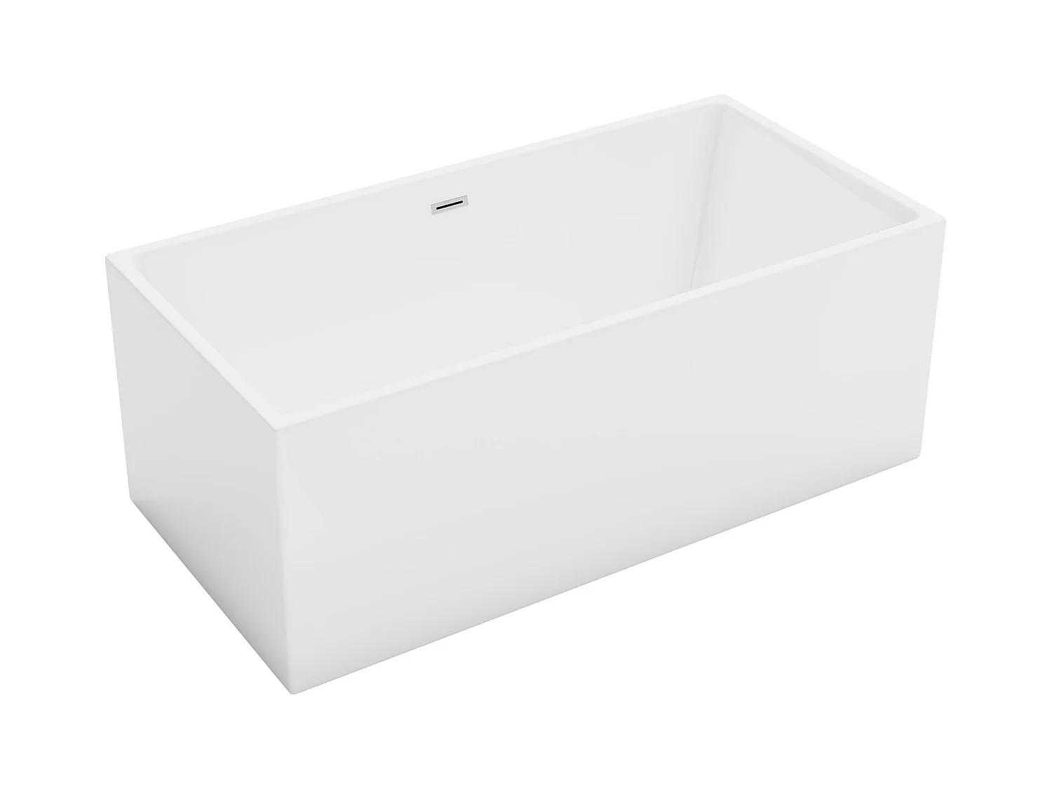 Baignoire semi-îlot rectangulaire - 250 L - 150 x  75 x 58 cm  - Blanche - Acrylique -  PIKAIA