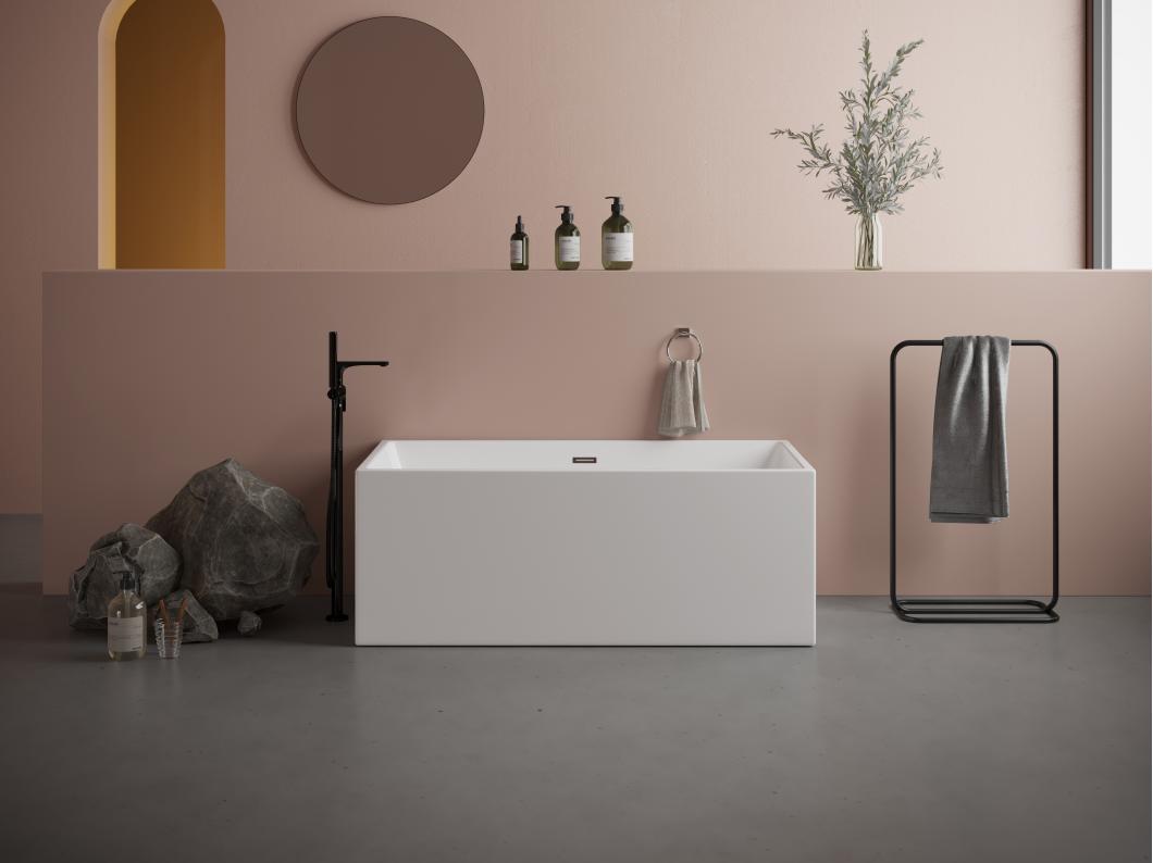 Bañera semi-exenta rectangular - 250 L - 150 x 75 x 58 cm - Blanca - Acrílico - PIKAIA
