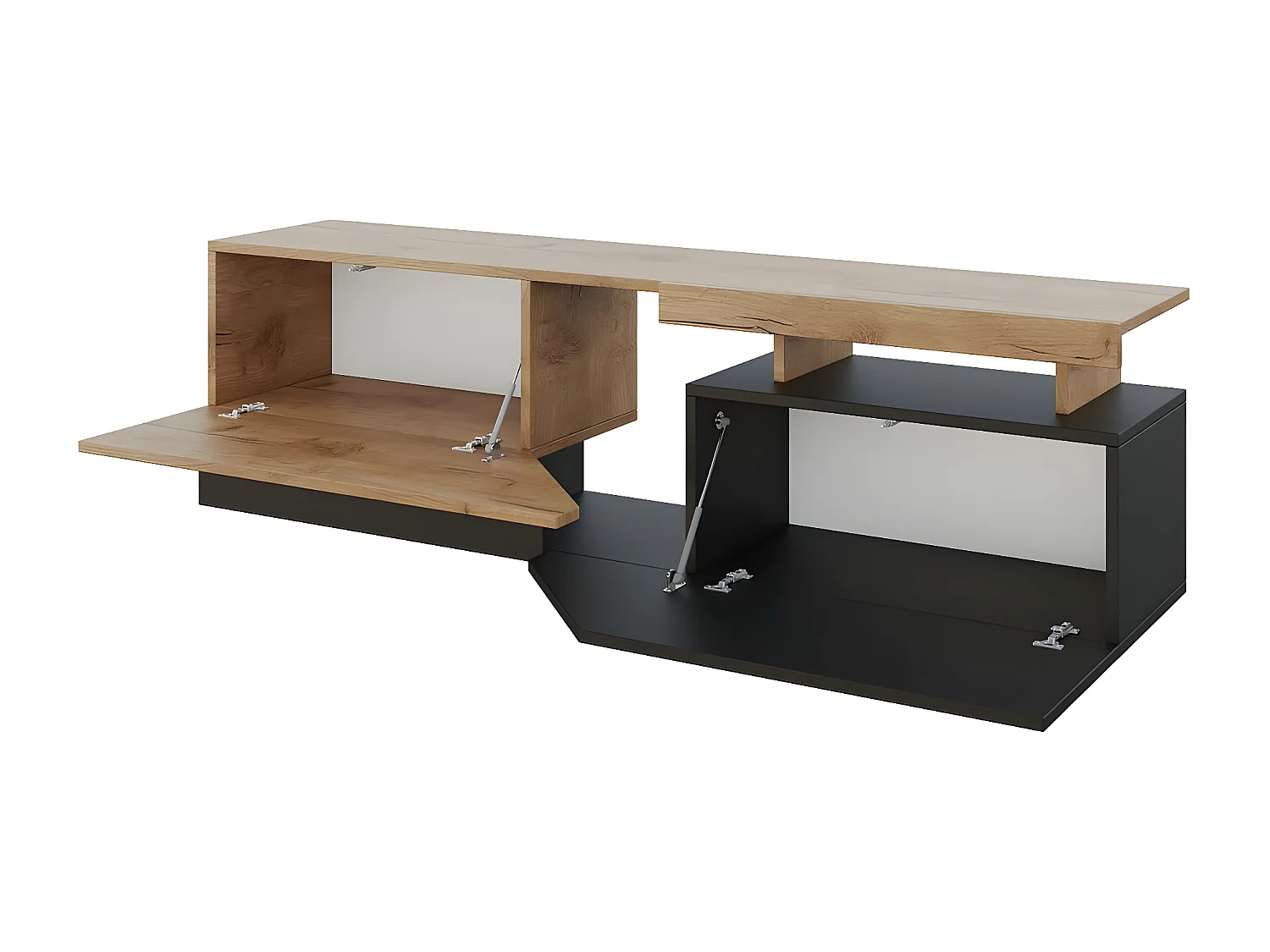 Meuble TV "Ceelias" -160 x 46 x 35 cm - Gris/Marron