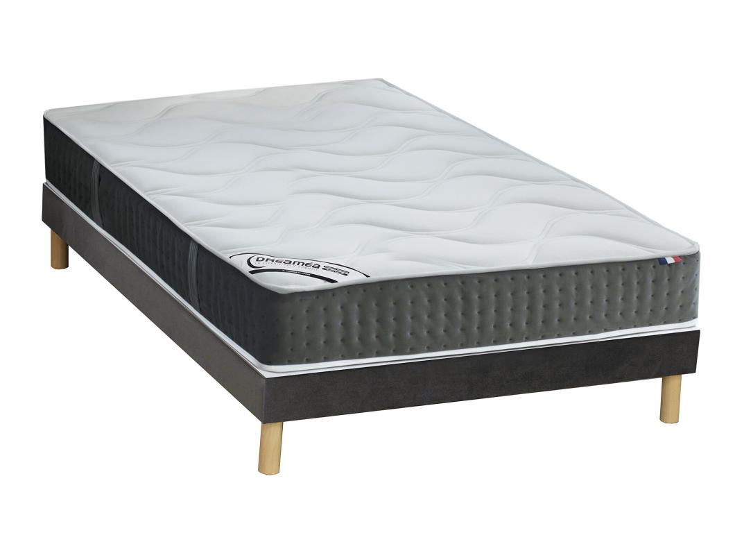 Ensemble 160 x 200 cm sommier velours + matelas hybride ressorts ensachés 7 zones et mémoire de forme ép.25cm - TIAMAT de DREAMEA
