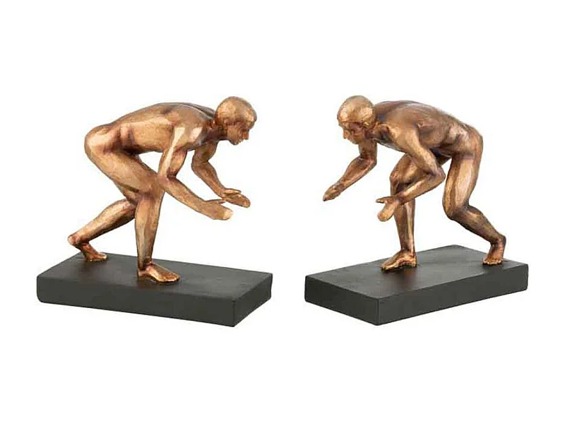 Lot de 2 Serre-Livres "Gymnaste" 15cm Bronze