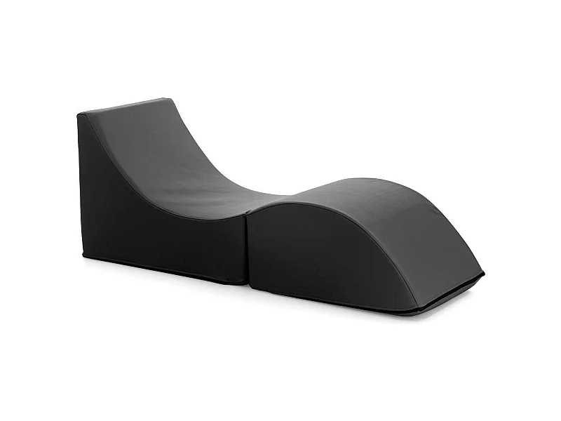 Lit pliant Dabaz, Pouf transformable en lit simple, Méridienne en éco-cuir, 100% Made in Italy, 130x50h50 cm, Noir