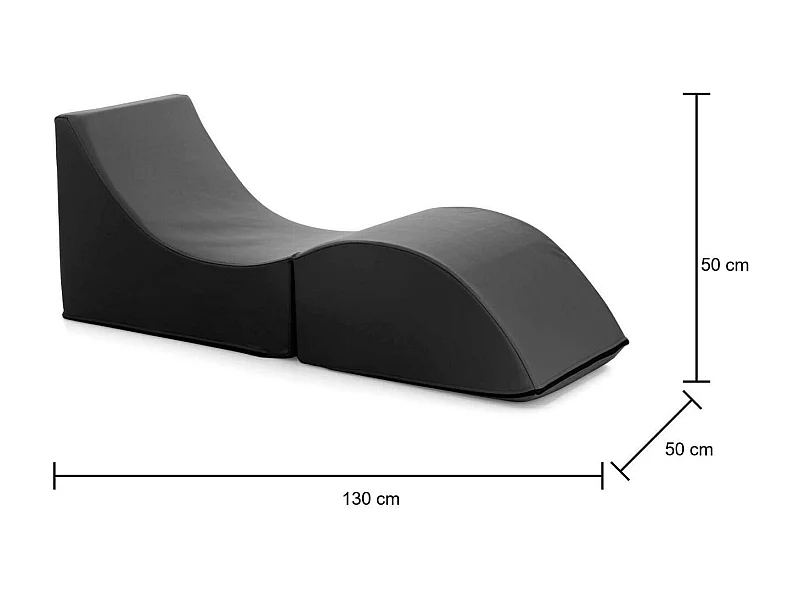 Cama dobrável Dabaz, Pufe conversível em cama de solteiro, 100% Fabricado na Itália, Pufe conversível em chaise longue em couro ecológico, 130x50h50 cm, Preto