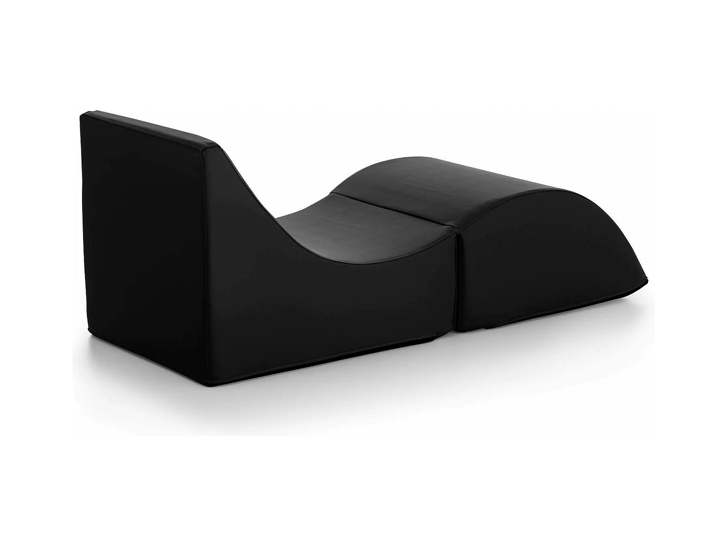 Lit pliant Dabaz, Pouf transformable en lit simple, Méridienne en éco-cuir, 100% Made in Italy, 130x50h50 cm, Noir