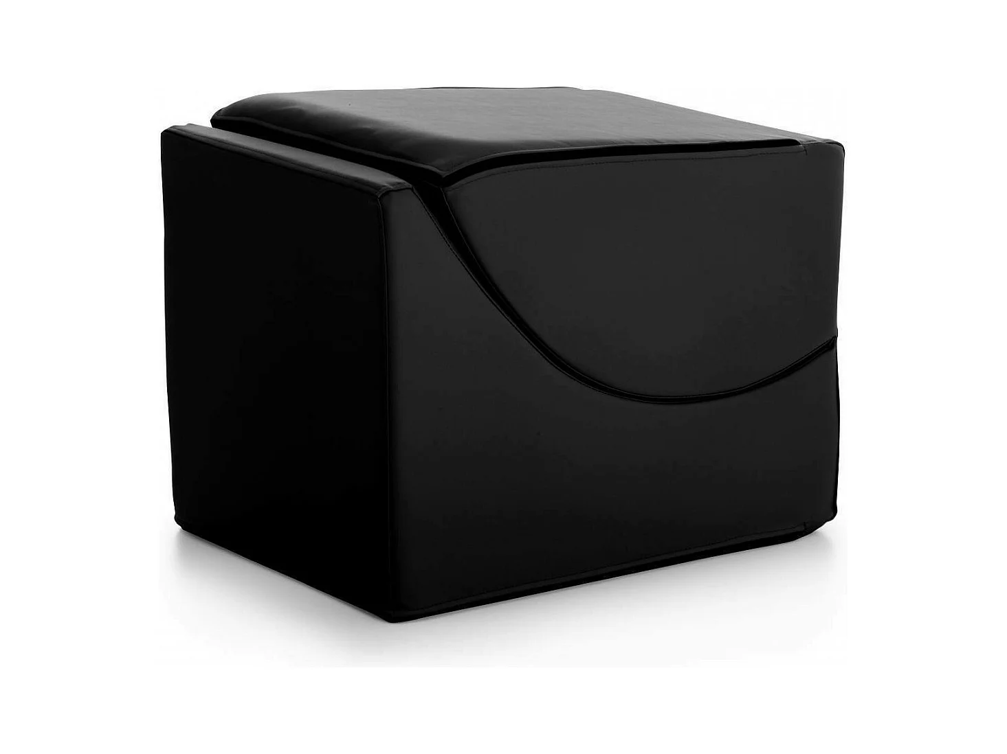 Lit pliant Dabaz, Pouf transformable en lit simple, Méridienne en éco-cuir, 100% Made in Italy, 130x50h50 cm, Noir