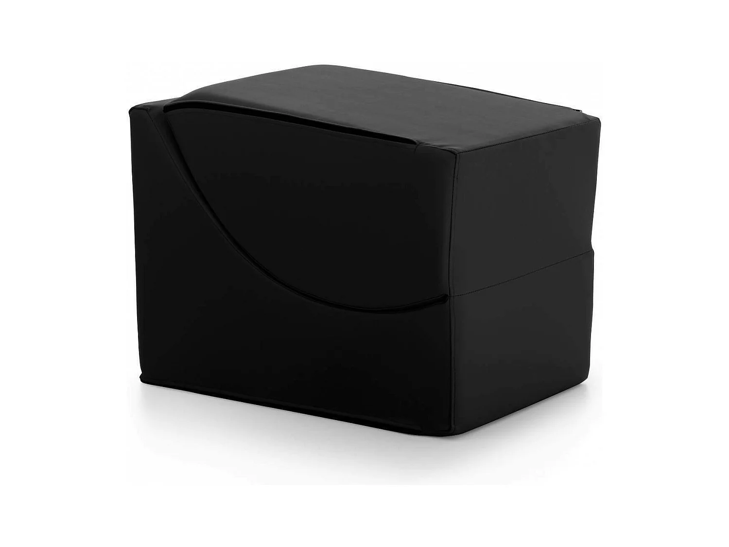 Lit pliant Dabaz, Pouf transformable en lit simple, Méridienne en éco-cuir, 100% Made in Italy, 130x50h50 cm, Noir